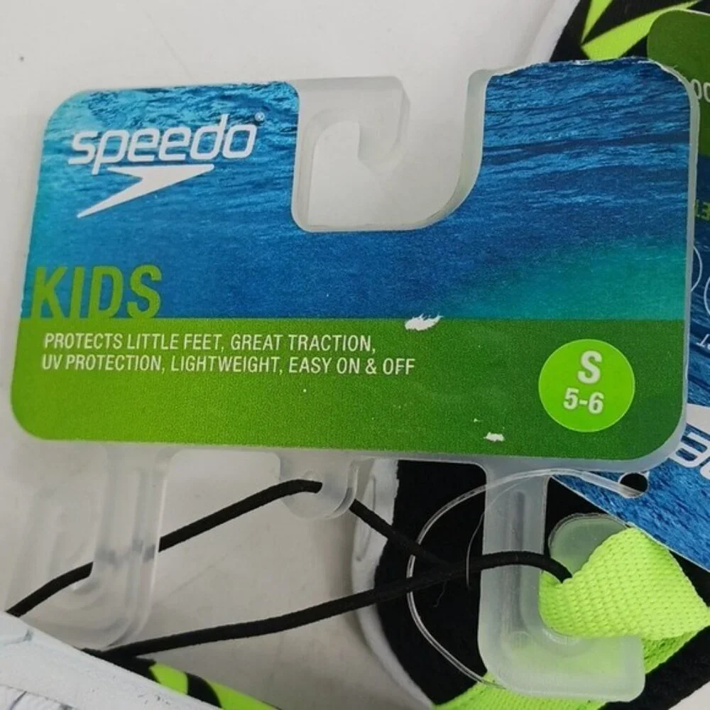 Speedo Little Boys Splash Sun Bootie Water Shoes Black Green Size S 5/6 New